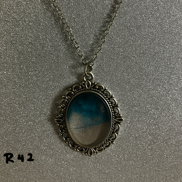 Jewel-Toned Nebula Resin Pendant in Ornate Gold Frame R42