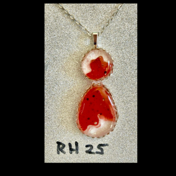 Red Resin Double Pendant Necklace- RH25