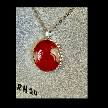 Solid Red Resin Necklace with Rhinestone Trim & Delicate Chain- Valentine's Collection