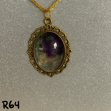 Deep Purple and Teal Galaxy-Inspired Resin Pendant R64