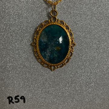 Multi-Color Nebula Glitter Pendant in Antique Copper Setting R59