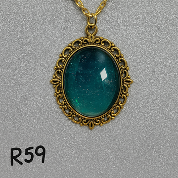 Deep Nebula and Glitter Snow Resin Pendant in Antique Bronze R59