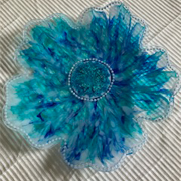 Aqua Blue & Teal Flower-Shaped Resin Decorative Bowl