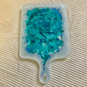 Aqua Floral Resin Art Mini Serving Board