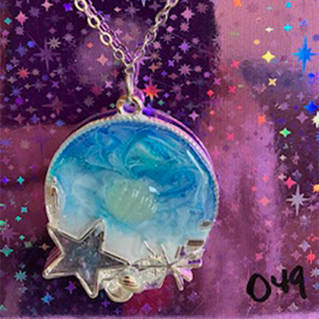 Blue Swirl Resin Ocean Starfish Necklace (049)