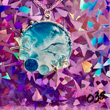 Bubble Border Ocean Wave Resin Necklace (038)