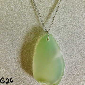 Calming Pale Green Agate Slice Drop Necklace
