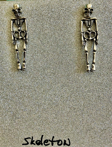 Dangling Full Skeleton Charm Earrings - Edgy Halloween & Gothic Jewelry