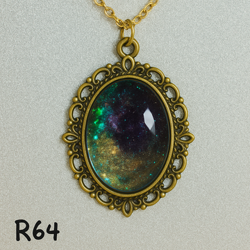 Deep Sea to Seashore Gradient Resin Pendant in Ornate Silver Frame R64
