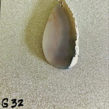 Elegant Neutral Grey Agate Slice Pendant with Crystal Edge