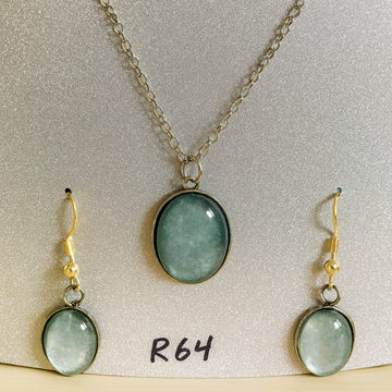 Gilded Deep Teal Abstract Resin Pendant in Ornate Gold Frame R64