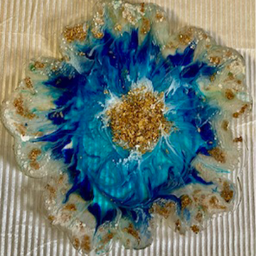 Luxury Sapphire Blue & Gold Flake Resin Coaster