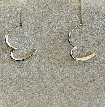 Minimalist Curved Silver-Tone Heart Huggie Hoop Earrings