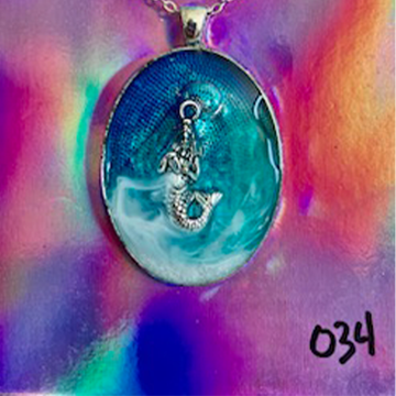 Ocean Wave Mermaid Cameo Necklace (034)