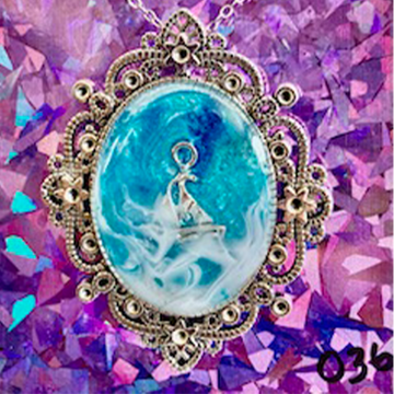Ornate Mermaid Ocean Wave Resin Necklace (036)