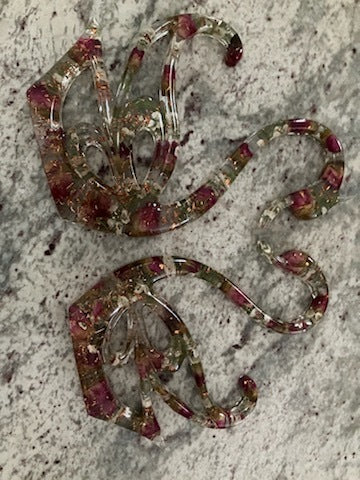 Enchanted Rose Petal Resin Fairy Ear Cuffs (Pair)