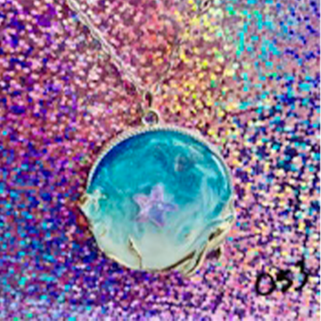 Round Ocean Wave Starfish Necklace (053)
