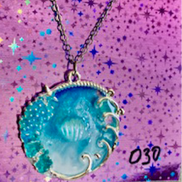 Seashell and Bubble Blue Ocean Resin Necklace (030)