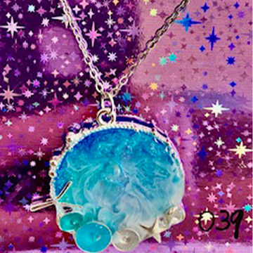 Seashore Bubble Ocean Wave Resin Necklace (039)