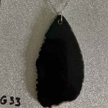 Sleek Black Agate Slice Drop Pendant Necklace