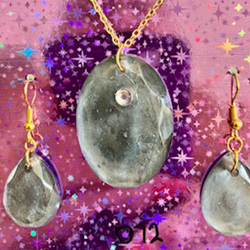 Smoky Grey Resin Stone Look Jewelry Set (012)
