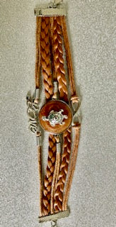 Tan Faux Leather Wrap Bracelet with Sea Turtle Charm