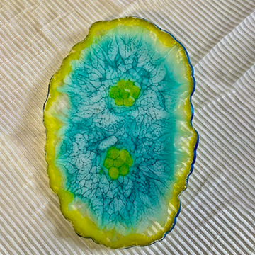Tropical Blue & Lime Green Agate Slice Art Platter/Coaster