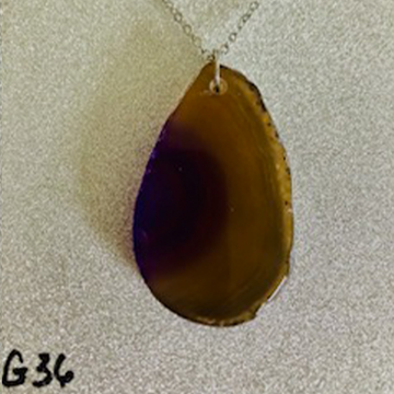 Unique Bi-Color Brown and Purple Agate Slice Pendant Necklace