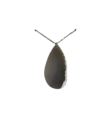 Teardrop Agate Pendant on Silver Chain