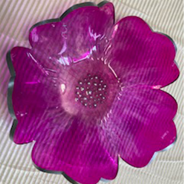 Vibrant Fuchsia Flower Petal Decorative Bowl with Pearl Center